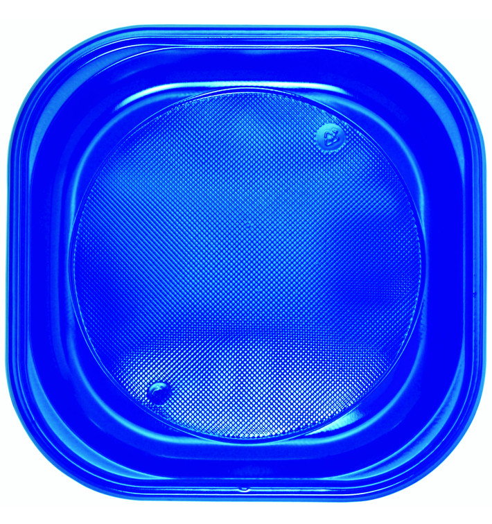 Plastic Plate PS Square shape Dark Blue Ø20x20 cm (30 Units) 