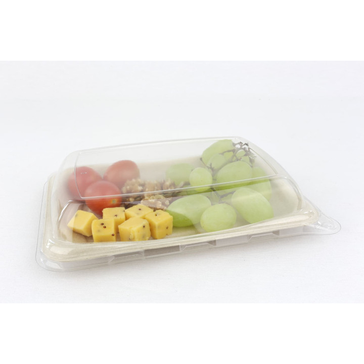 Plastic Dome Lid PET for Sugarcane Baguette Container 20x14x3cm (300 Units)