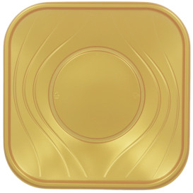 Plastic Plate PP "X-Table" Square shape Gold 18 cm (120 Units)