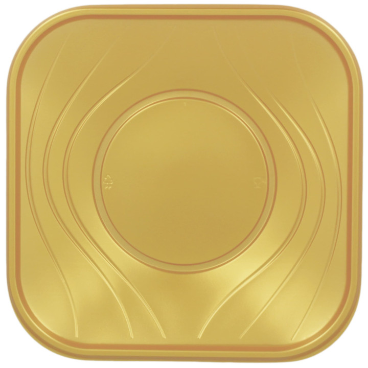 Plastic Plate PP "X-Table" Square shape Gold 18 cm (120 Units)