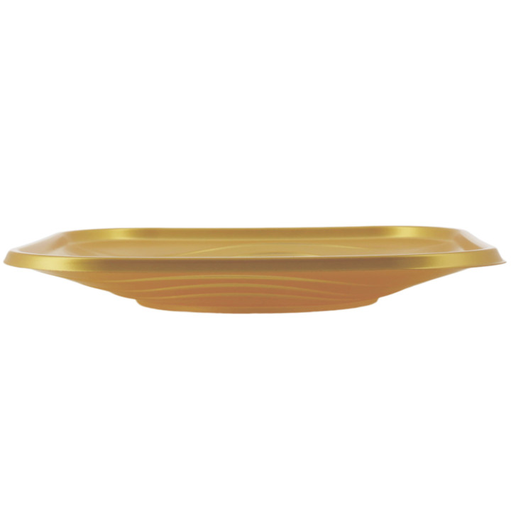 Plastic Plate PP "X-Table" Square shape Gold 18 cm (120 Units)