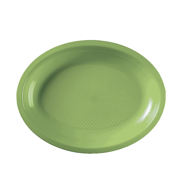 Plastic Platter Microwavable Oval Shape Lime Green 25,5x19 cm (50 Units) 