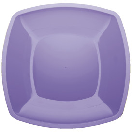 Plastic Plate Flat Lilac Square shape PS 30 cm (144 Units)