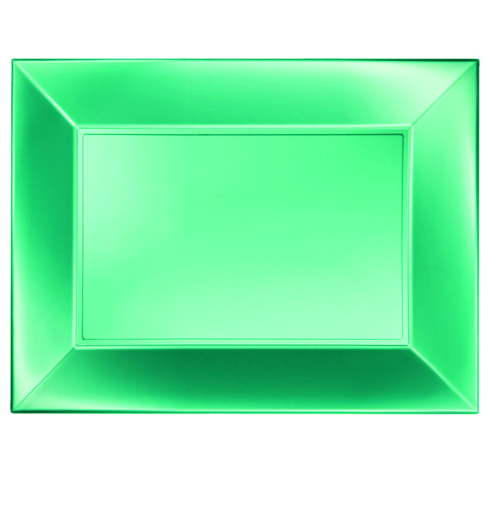 Plastic Tray Microwavable Green "Nice" 34,5x23cm (6 Units) 