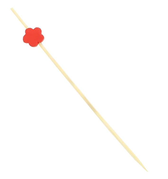 Wooden Food Pick "Flor" Design Red 12cm (200 Units)  