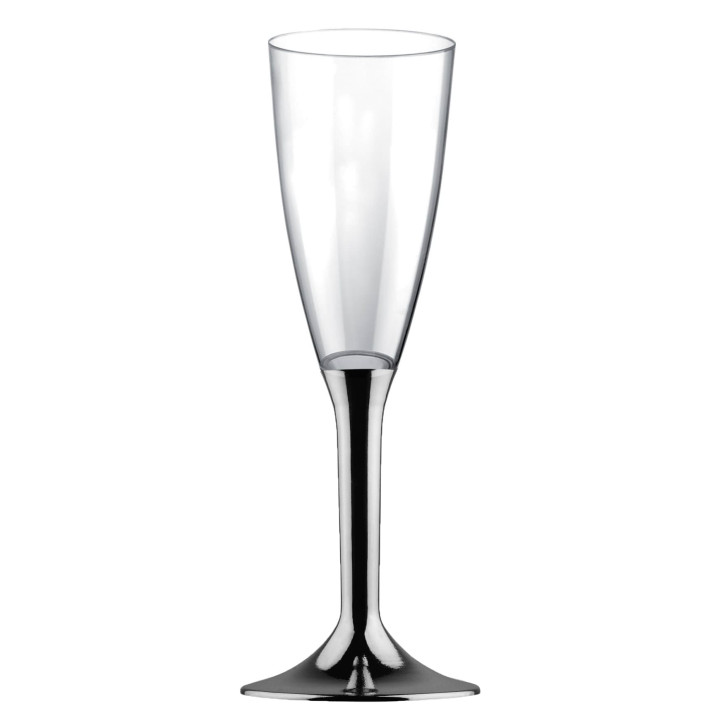 Plastic Stemmed Flute Sparkling Wine Niquel Chrome 120ml 2P (200 Units)