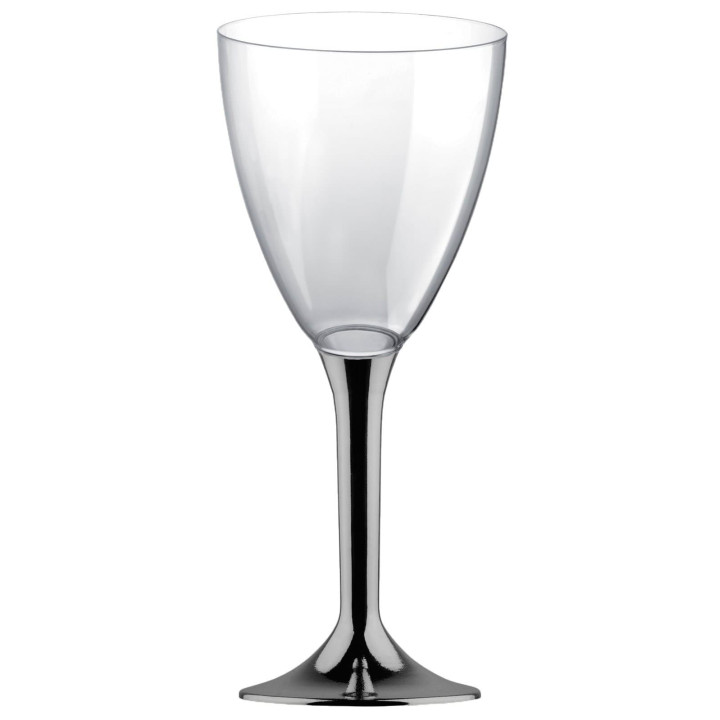 Plastic Stemmed Glass Wine Niquel Chrome Removable Stem 180ml (200 Units)