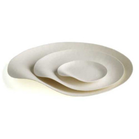 Sugarcane Plate Biodegradable White "Maru" L (100 Units)