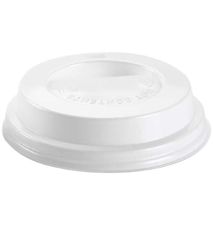 Plastic Lid with Hole PS White Ø8,0cm (1000 Units)