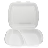 Foam Lunch Box 2 Compartments White 2,40x2,10x0,70cm (125 Units)  
