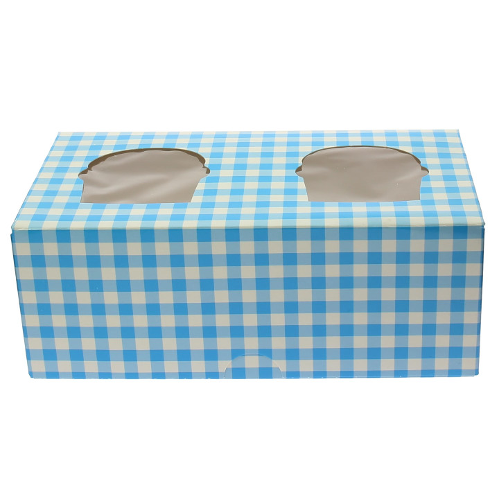 Paper Cupcake Box 2 Slots Blue 19,5x10x7,5cm (160 Units)