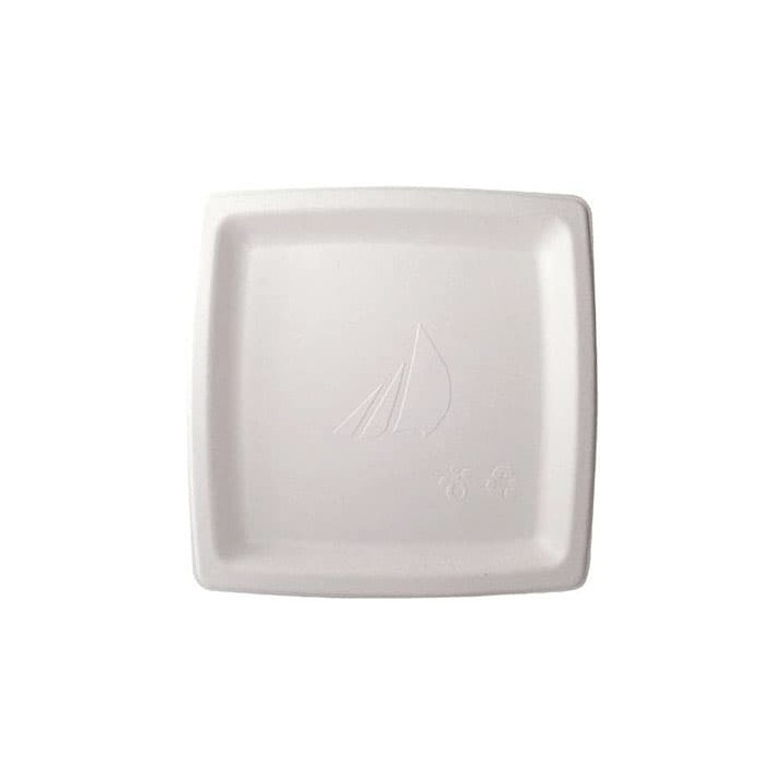 Sugarcane Plate Square shape White 17 cm (1000 Units)