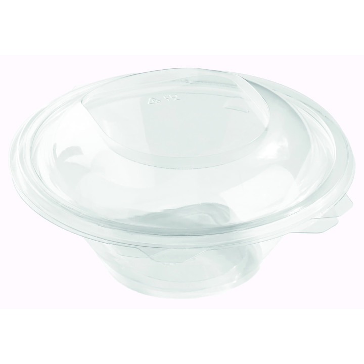 Plastic Hinged Salad Bowl PET Round Shape 600ml (50 Units)