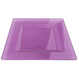 Plastic Plate Square shape Extra Rigid Eggplant 20x20cm (4 Units) 