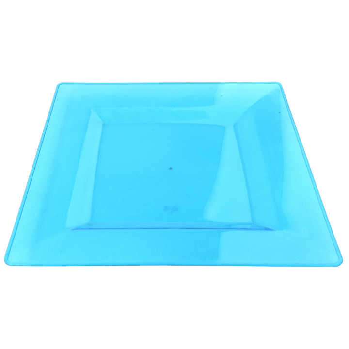 Plastic Plate Square shape Extra Rigid Turquoise 20x20cm (4 Units) 