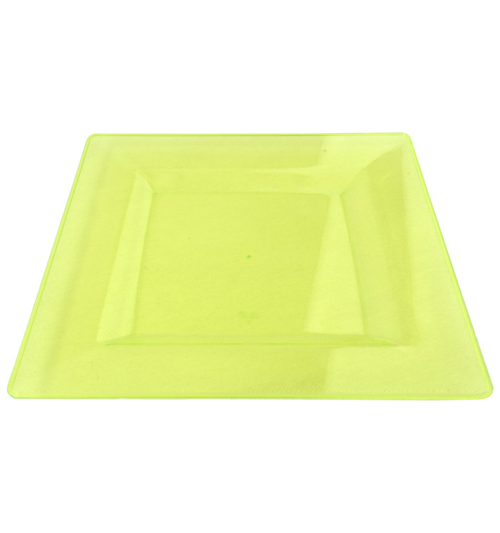 Plastic Plate Square shape Extra Rigid Green 20x20cm (4 Units) 