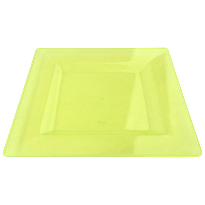 Plastic Plate Square shape Extra Rigid Green 20x20cm (4 Units) 