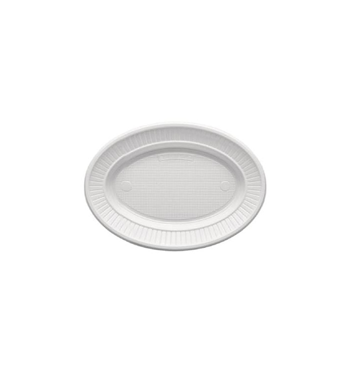 Plastic Plate PS Oval shape Flat White (100 Units) 
