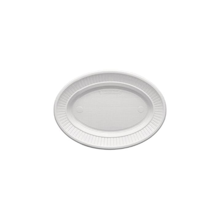 Plastic Plate PS Oval shape Flat White (100 Units) 