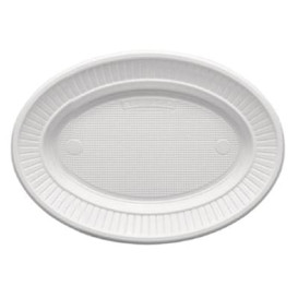 Plastic Plate PS Oval shape Flat White (1000 Units)