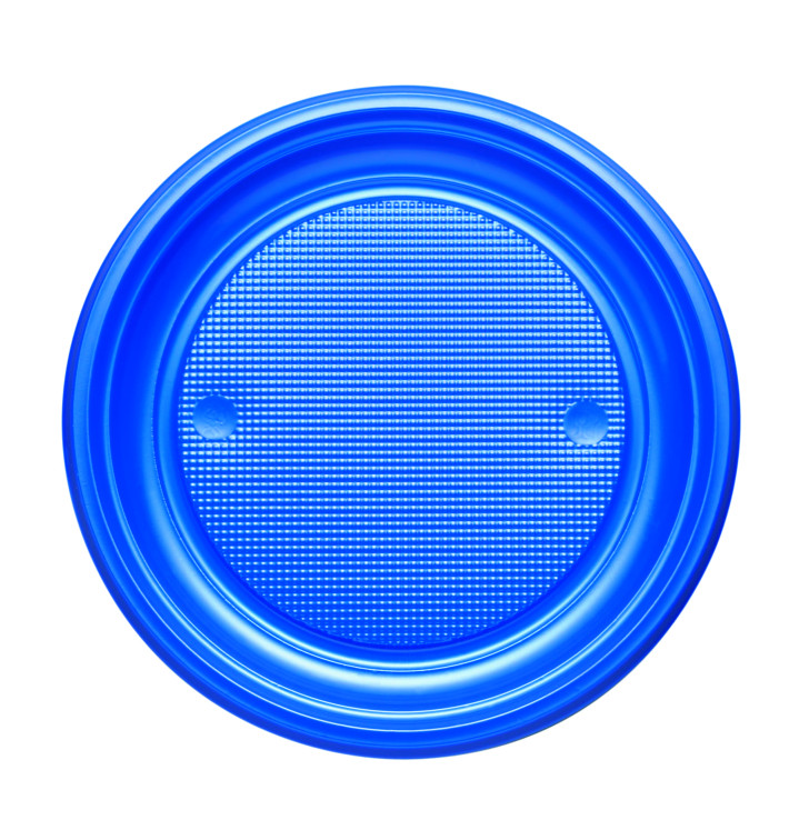 Plastic Plate PS Flat Dark Blue Ø17 cm (50 Units) 
