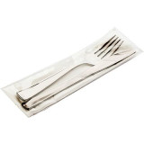 Plastic Cutlery kit PS Metallized Fork, Knife and Napkin (30 Units)