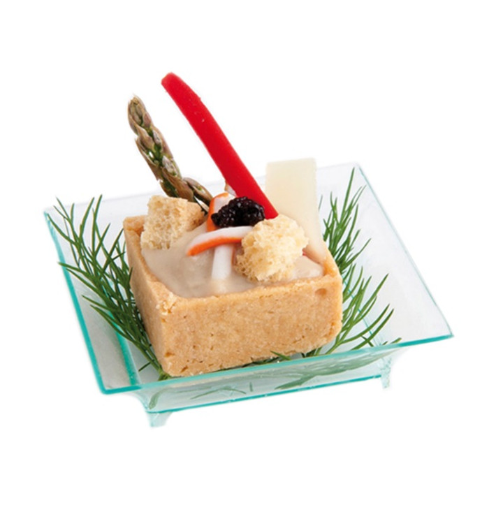 Plastic Tasting Plate PS Water Green 6,5x6,5x1,5cm (720 Units)