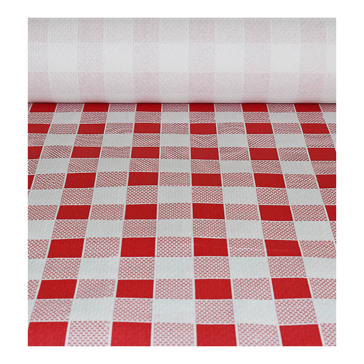 Paper Tablecloth Roll Red Checkers 1x100m. 40g (6 Units)