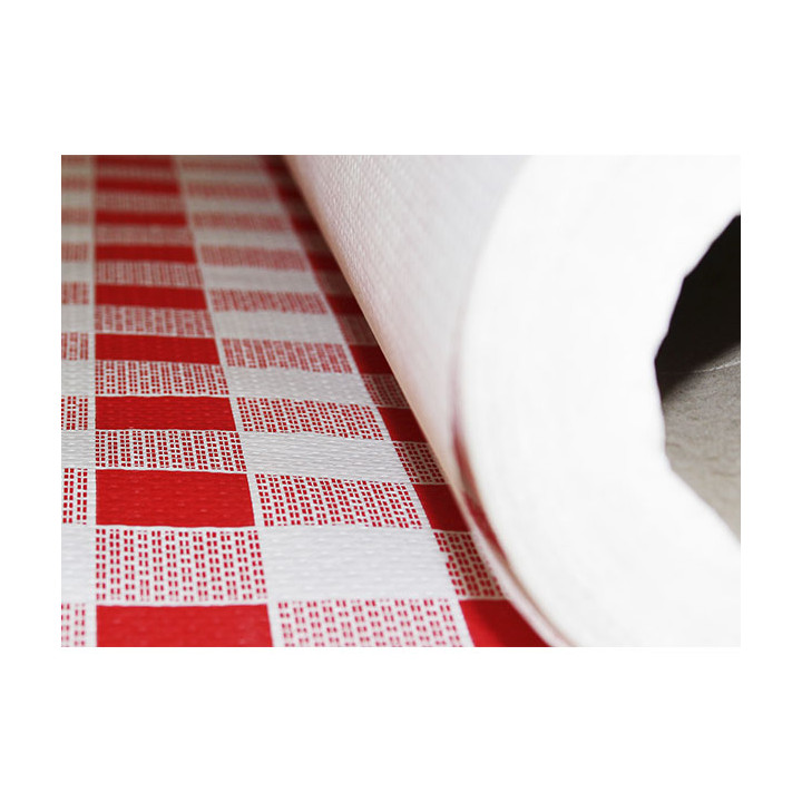 Paper Tablecloth Roll Red Checkers 1x100m. 40g (6 Units)