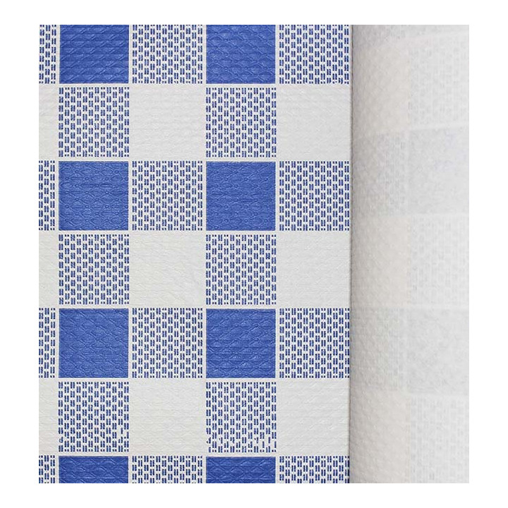 Paper Tablecloth Roll Blue Checkers 1x100m. 40g (6 Units)