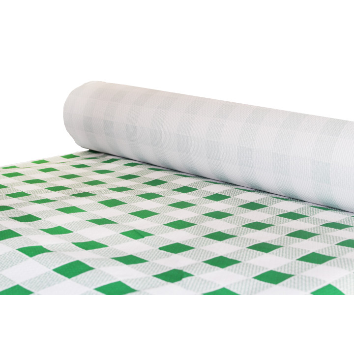Paper Tablecloth Roll Green Checkers 1x100m. 40g (6 Units)