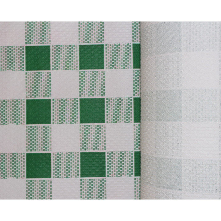 Paper Tablecloth Roll Green Checkers 1x100m. 40g (6 Units)