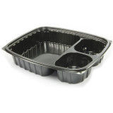 Plastic Deli Container OPS "ClearPac" 3 Compartments Black 887ml (63 Units)  
