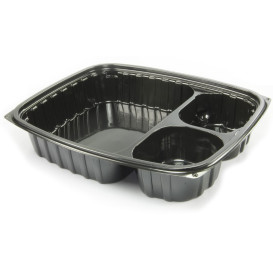 Plastic Deli Container OPS "ClearPac" 3 Compartments Black 887ml (63 Units)  