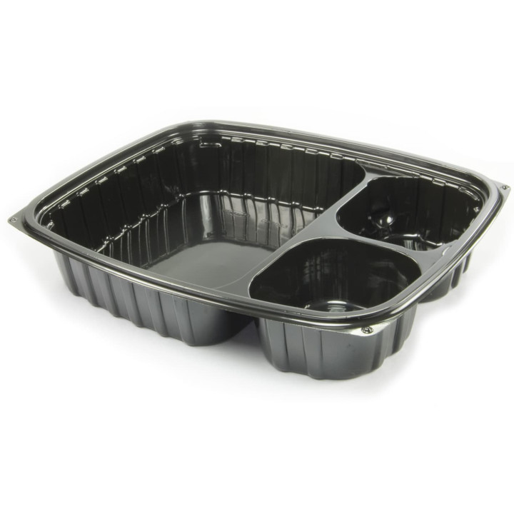 Plastic Deli Container OPS "ClearPac" 3 Compartments Black 887ml (252 Units)