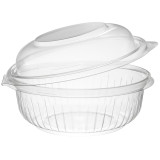 Plastic Hinged Salad Bowl PET "PresentaBowls" High Dome Lid 360ml (75 Units)  