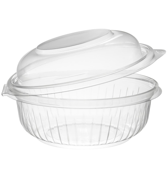 Plastic Hinged Salad Bowl PET "PresentaBowls" High Dome Lid 360ml (300 Units)