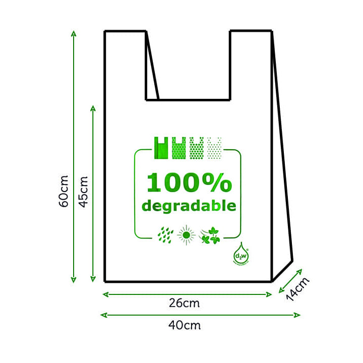 Plastic T-Shirt Bag 100% Degradable 40x60cm (3000 Units)