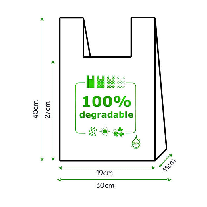 Plastic T-Shirt Bag 100% Degradable 30x40cm (6000 Units)
