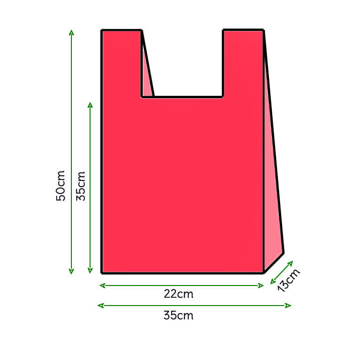 Plastic T-Shirt Bag Red 35x50cm (200 Units)  