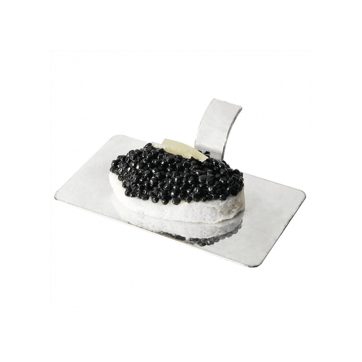 Plastic Tasting Plate PS with Handle Rectangular Shape Silver 10x5,5cm (1296 Units)