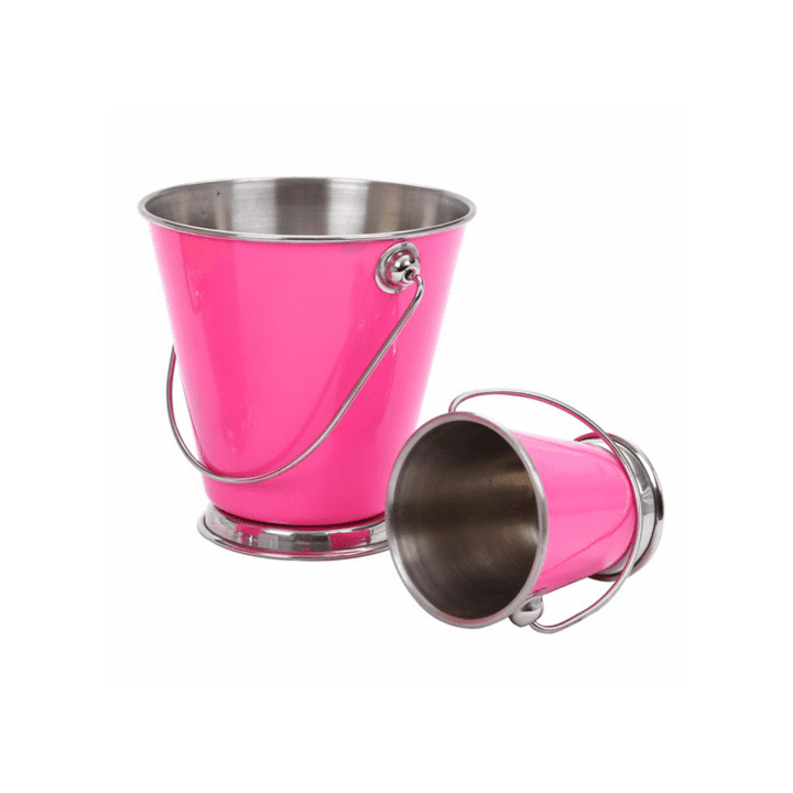 Serving Bucket Steel Pink Ø12x12cm (12 Units)