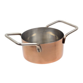 Serving Mini Cooking Pot Bowl Steel Copper Ø7x4,5cm (6 Units)