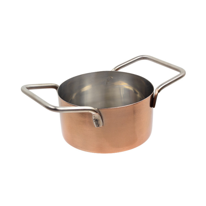 Serving Mini Cooking Pot Bowl Steel Copper Ø7x4,5cm (6 Units)