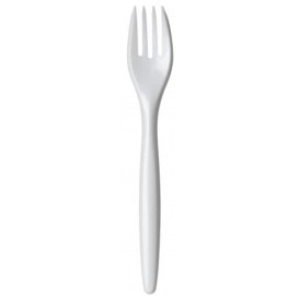 Plastic Fork PS "Luxury" White 17,5 cm (100 Units)  