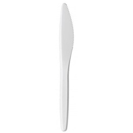 Plastic Knife PS "Luxury" White 17,5 cm (100 Units)  