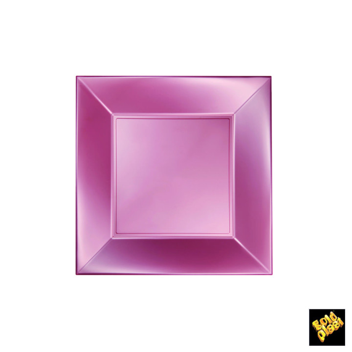 Plastic Plate Flat Peach "Nice" Pearl PP 18 cm (25 Units) 