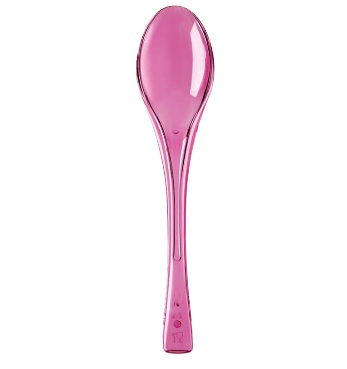 Plastic Spoon PS "Fly" Fuchsia Clear 14,5cm (50 Units) 