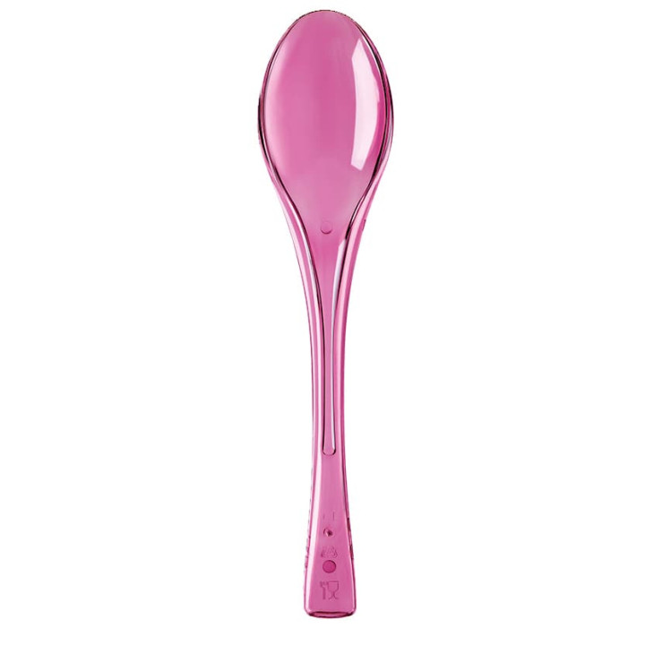 Plastic Spoon PS "Fly" Fuchsia Clear 14,5cm (50 Units) 