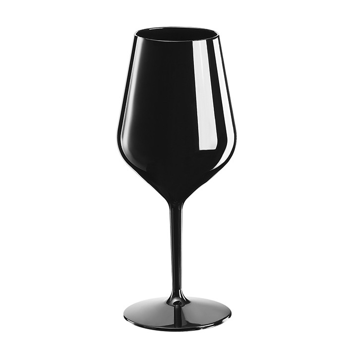 Reusable Plastic Glass Wine "Tritan" Black 470ml (6 Units)